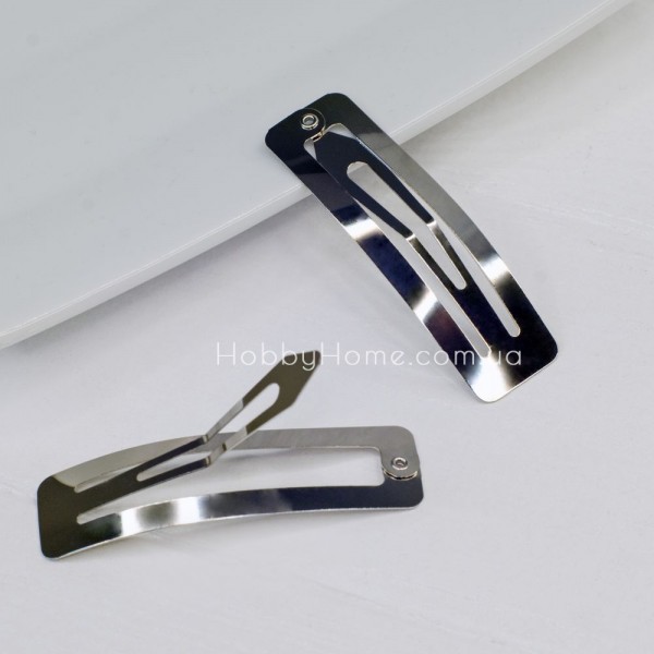 Основа заколка для волос тік-так 6 см (клик-клак) Прямокутні Cрібло