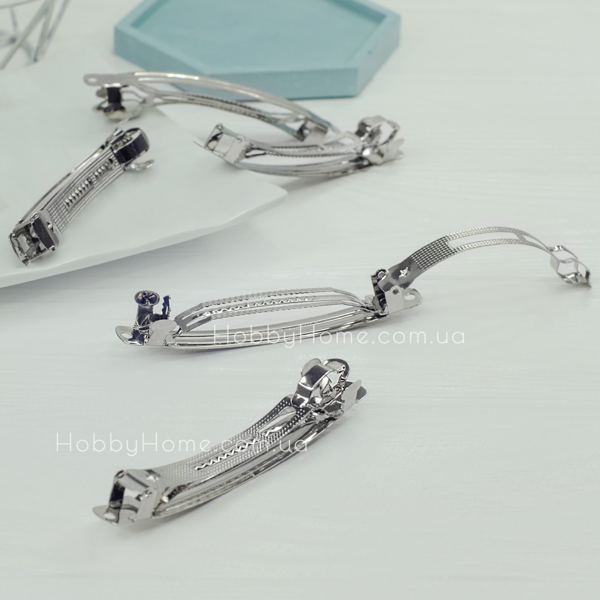 Основа для заколки-автомат 10 см Срібна фурнітура для обʼємних прикрас