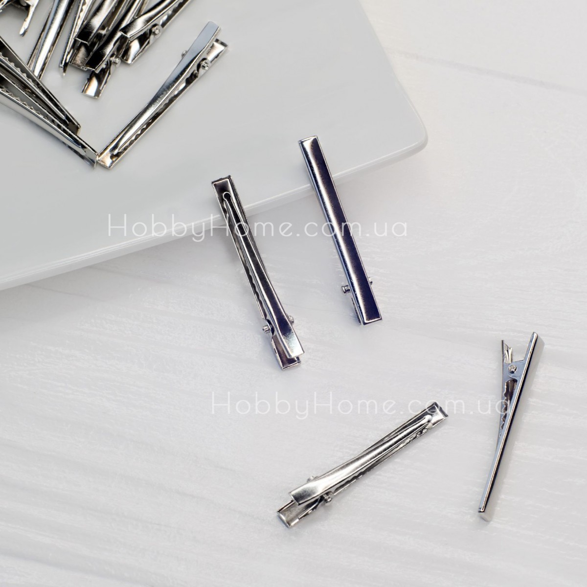 Заготовка Вузька заколка-шпилька крокодильчик 4,8см Срібло