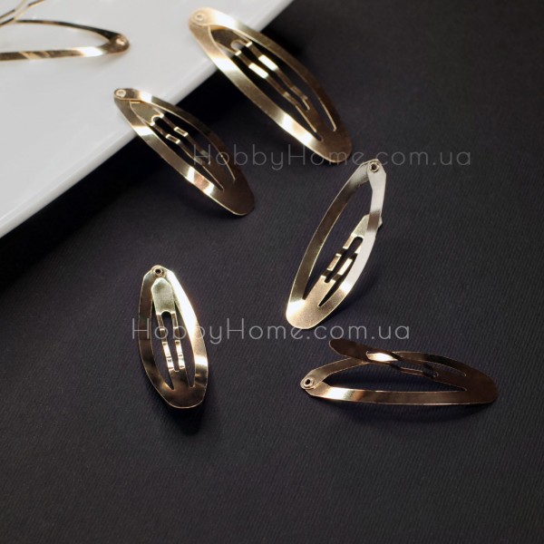 Заколка клік-клак 5см овальної форми Золота — металева заготовка для волосся