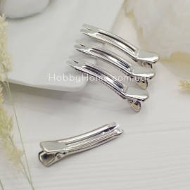 Заколка крокодил, подвійний язичок 5см Срібло Заколка крокодил, по...