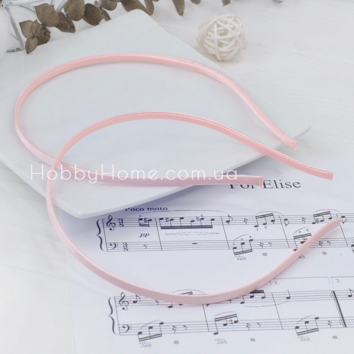 Обруч металевий в атласній тканині 5мм Персиковий — основа для прикрас своїми руками