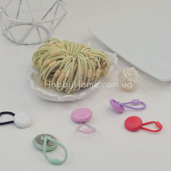 Гумка для волосся Полоска 3,5см Бежева — тонка основа з заглушкою для зачісок і рукоділля