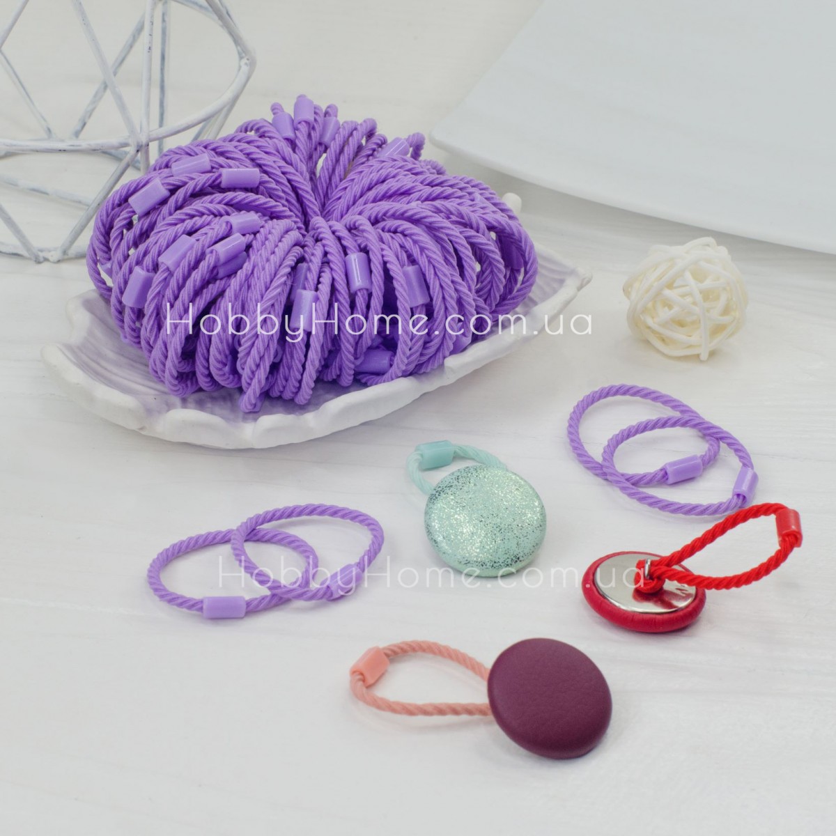 Спіральна гумка для волосся 3,5см Фіолетова — тонка, міцна, для гудзиків та зачісок