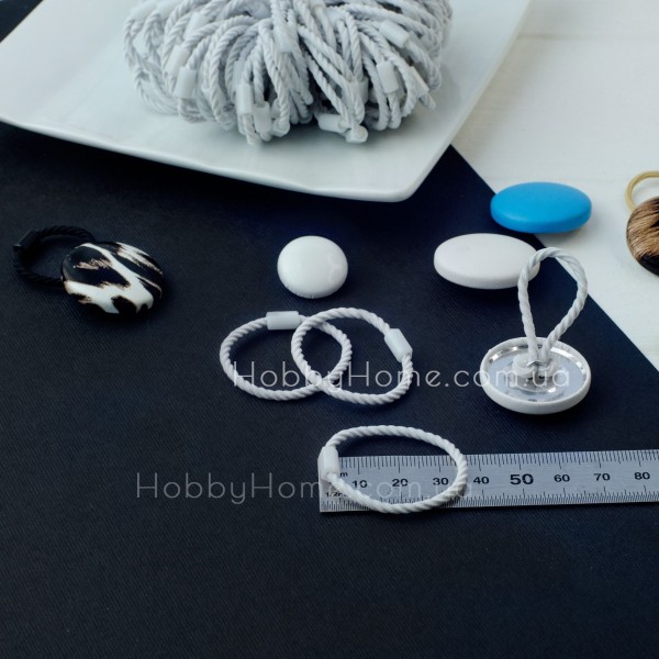 Спіральна тонка гумка для волосся 3,5см Біла — тонка, для гудзиків і дитячих зачісок