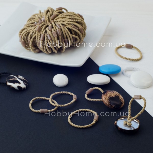 Спіральна тонка гумка для волосся 3,5см Бежево-Коричнева — тонка, для гудзиків і дитячих зачісок