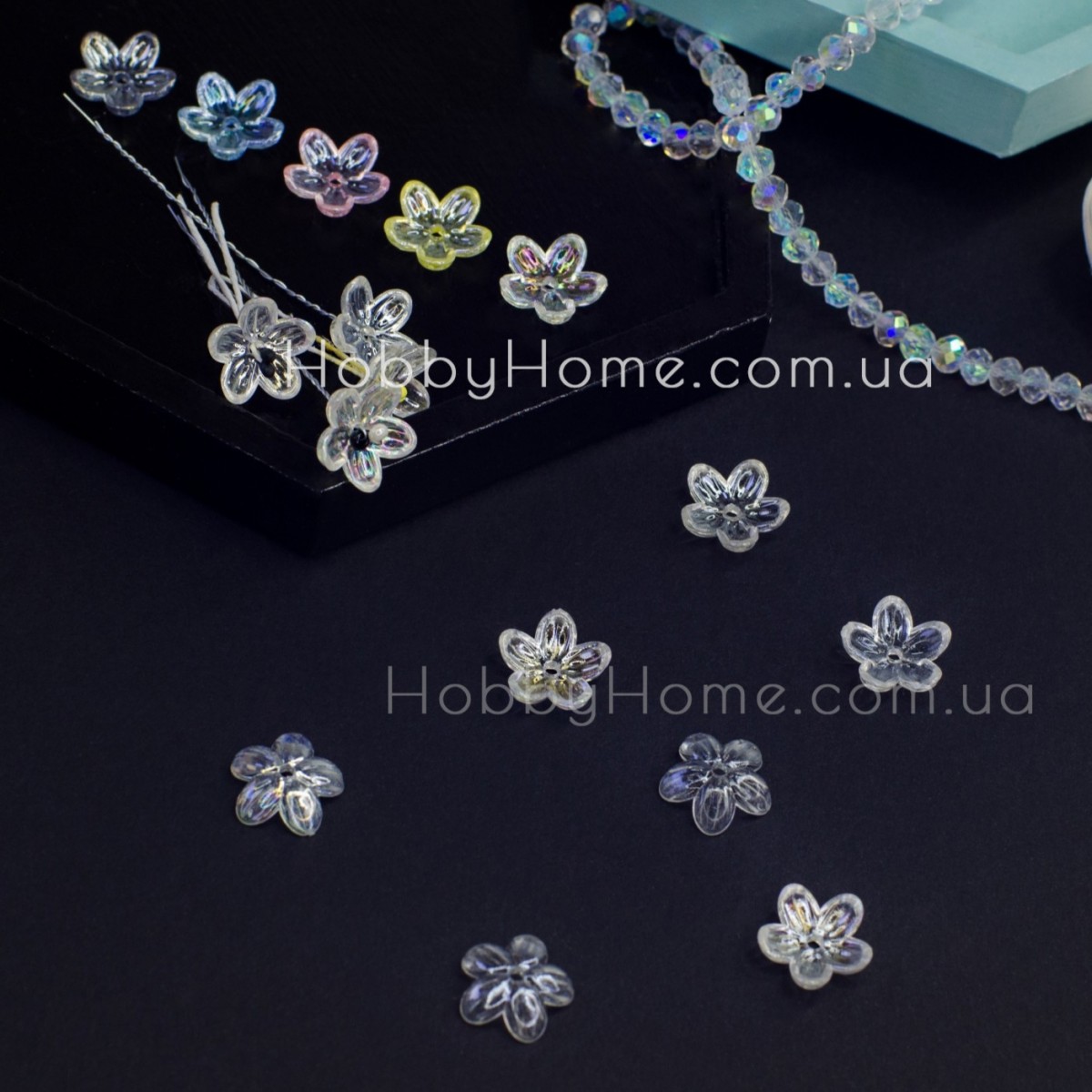 Акрилові Квіти 12мм намистини Обіймач Прозорий