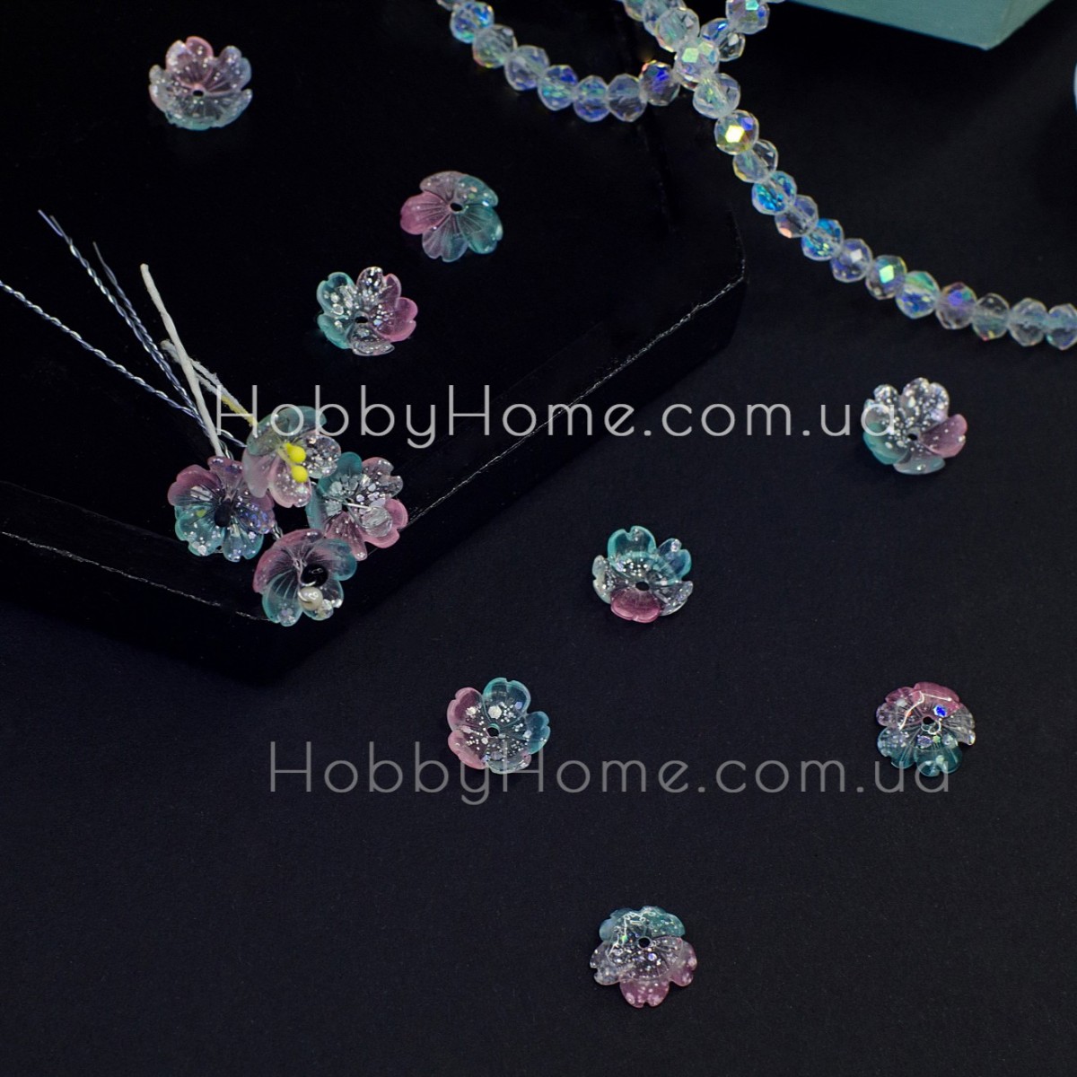 Акрилові Квіти 10мм намистини Обіймач Кольорові