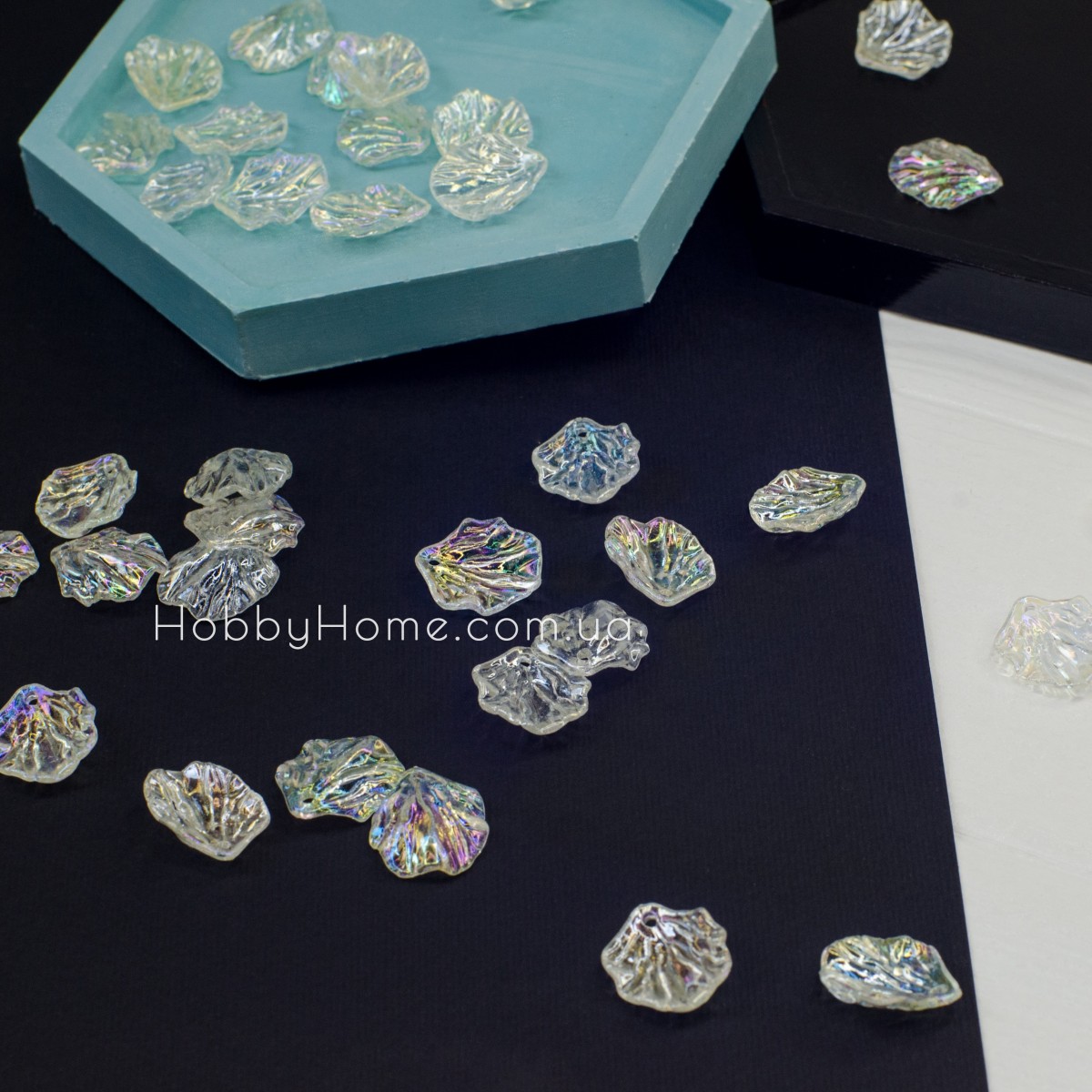 Акрилові намистини Пелюстки 19мм Прозорі АВ Акрилові намистини Пелюстки 19мм Прозорі АВ