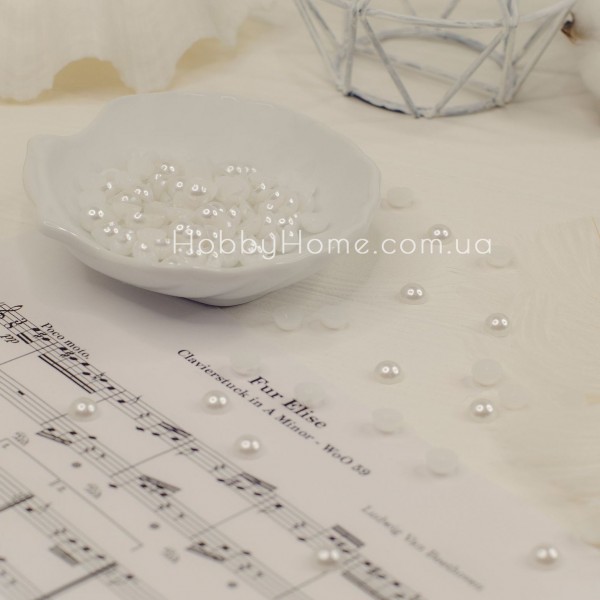 Напівнамистини Білі 8 мм для рукоділля 20шт