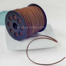 Замшевий шнур 3 мм, Червоно-Коричневий плаский, штучна замша для прикрас, декору та hand-made Замшевий шнур 3 мм, ...