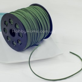 Шнур замшевий Тьмяно Зелений 3 мм, плаский, штучна замша, для прикрас, упаковки та декору Шнур замшевий Тьмяно...