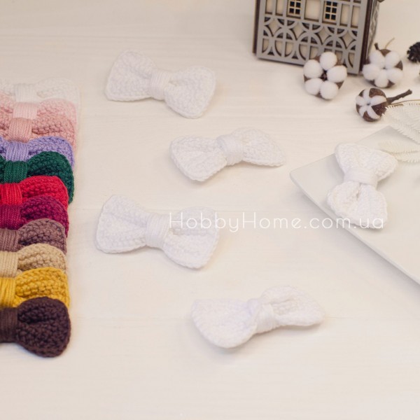 В'язаний бантик 6см Білий