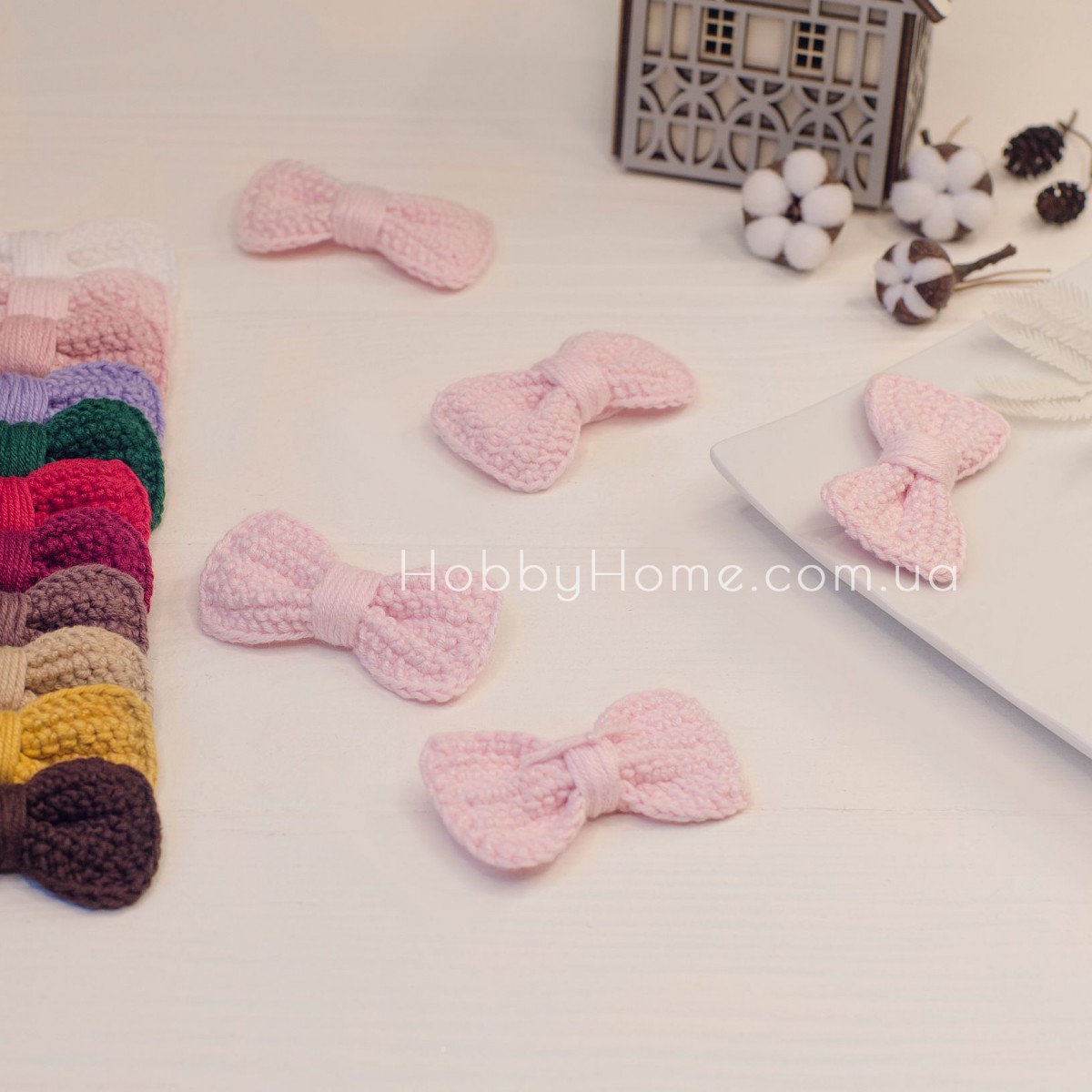 В'язаний бантик 6см Рожевий В'язаний бантик 6см Рожевий