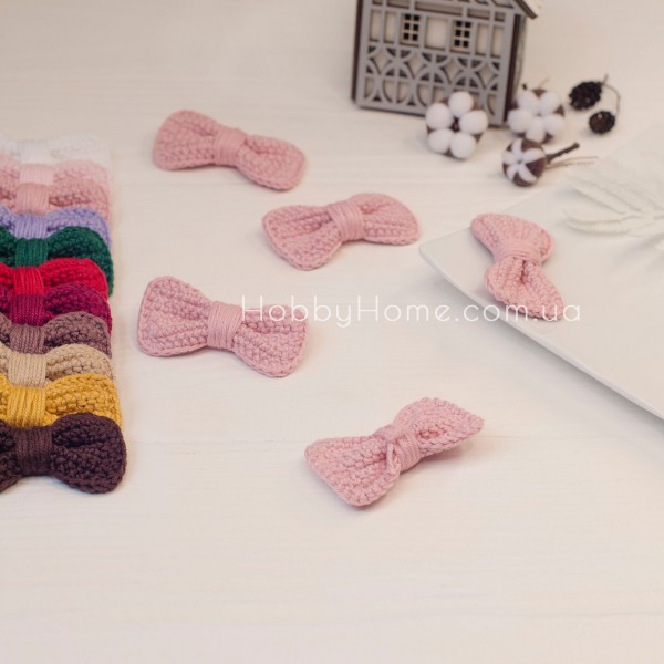 В'язаний бантик 6см Пудра