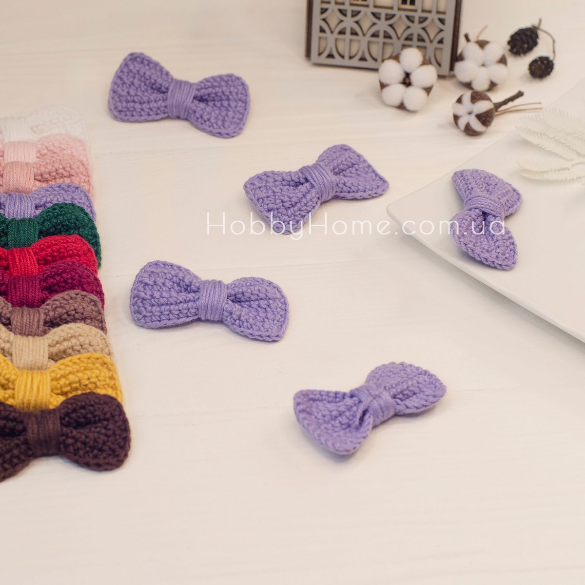 В'язаний бантик 6см Бузок В'язаний бантик 6см Бузок