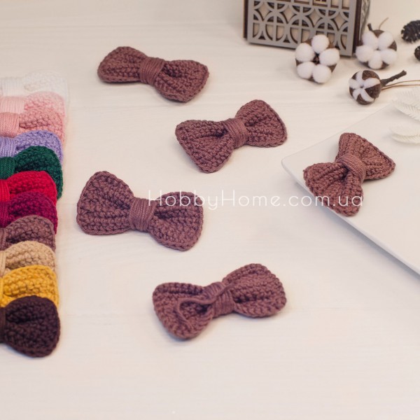 В'язаний бантик 6см Червоно-коричневий