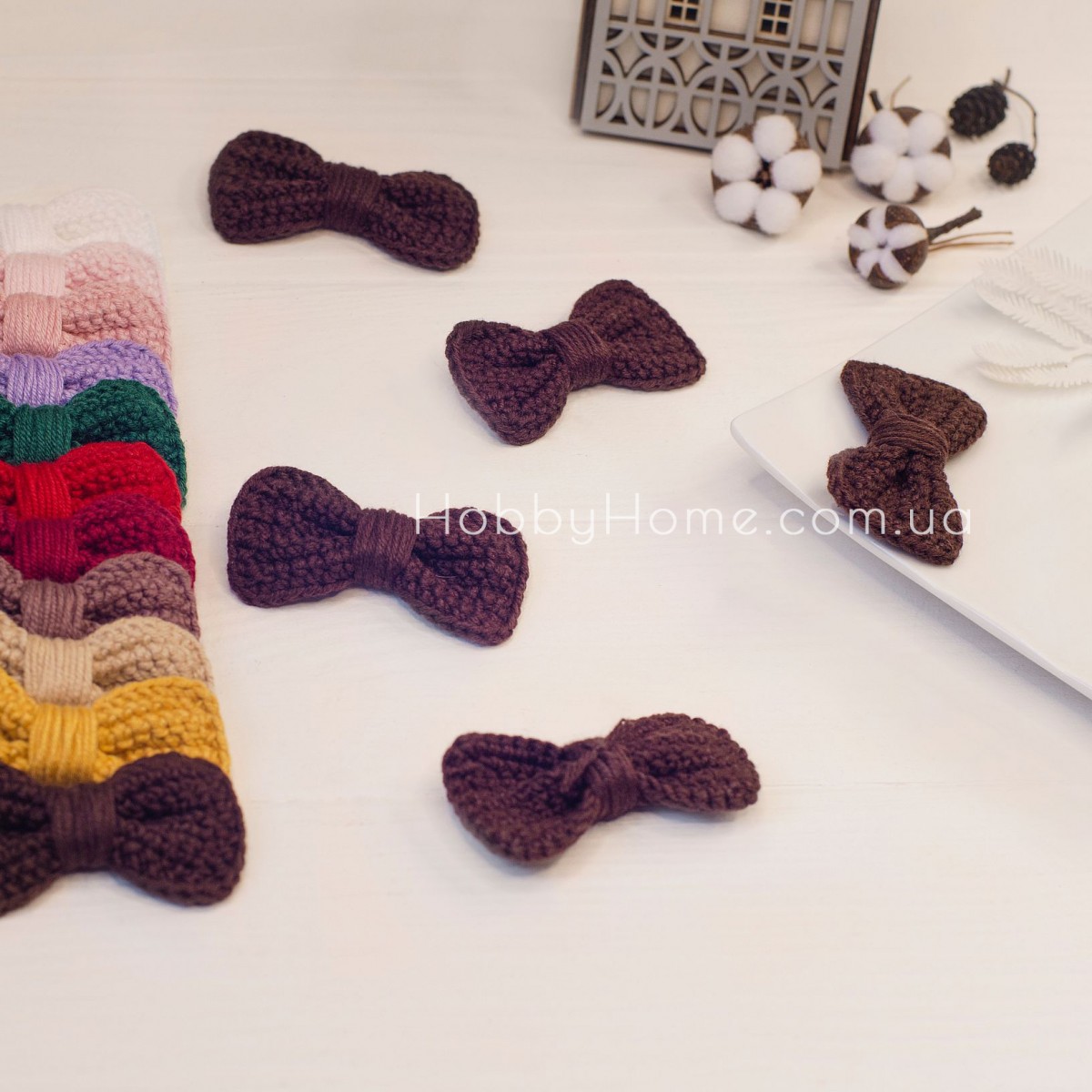 В'язаний бантик 6см Бурий В'язаний бантик 6см Бурий