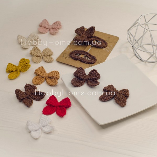 В'язаний бантик міні Бавовна Шоколад