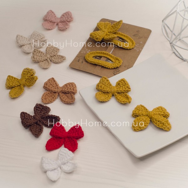 В'язаний бантик міні Бавовна Гірчиця