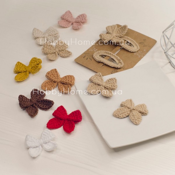 В'язаний бантик міні Бавовна Темний беж