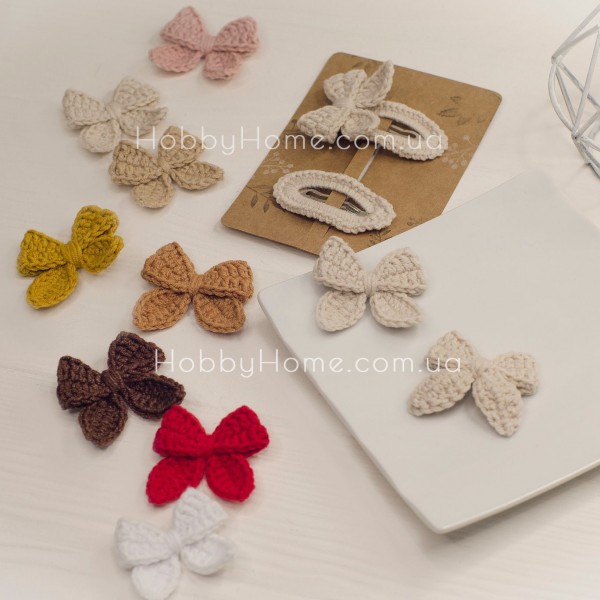 В'язаний бантик міні Бавовна Беж