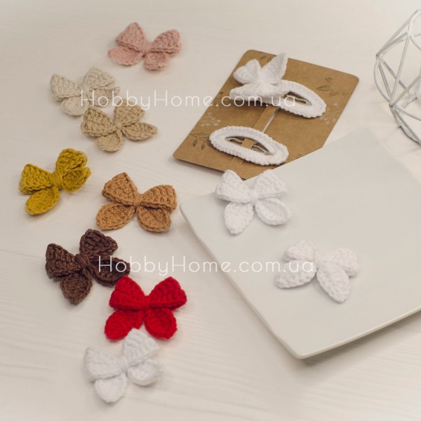 В'язаний бантик міні Бавовна Білий