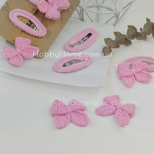 В'язаний бантик міні Бавовна Рожеві