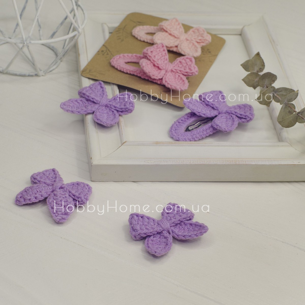 В'язаний бантик міні Бавовна Бузок В'язаний бантик міні Бавовна Бузок