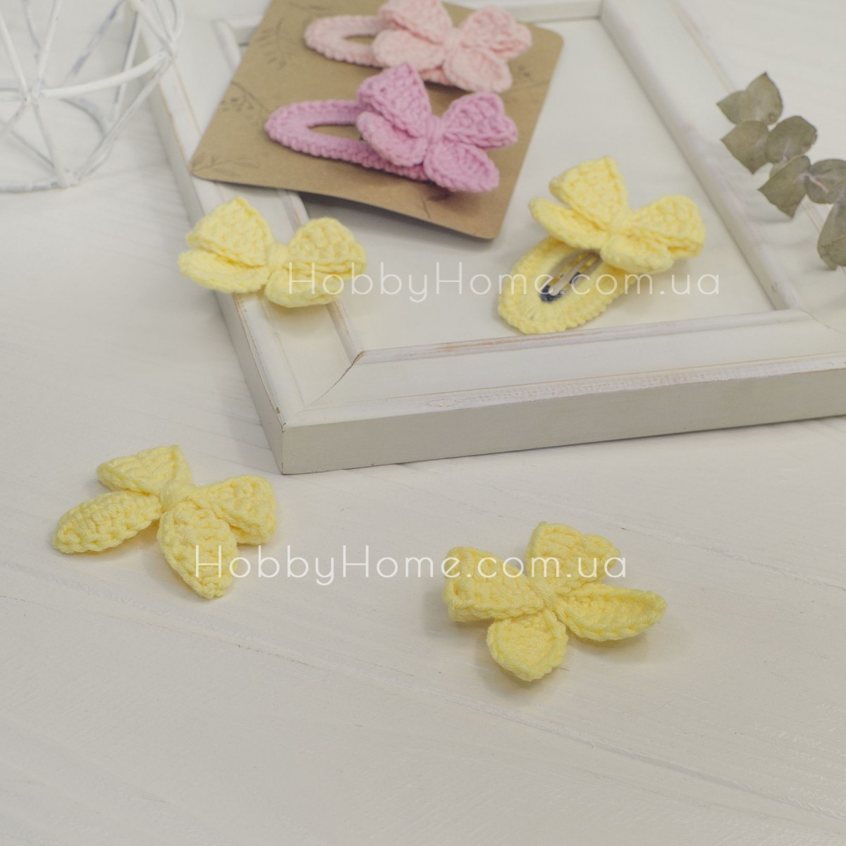 В'язаний бантик міні Бавовна Жовтий В'язаний бантик міні Бавовна Жовтий