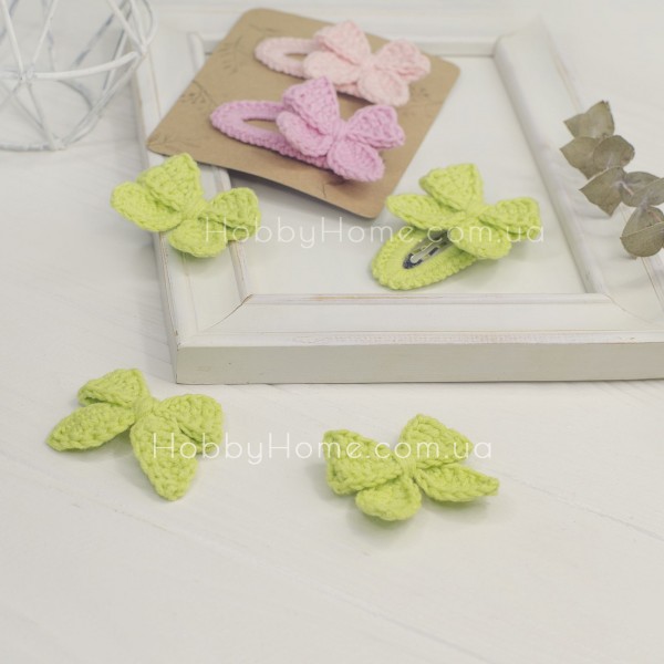 В'язаний бантик міні Бавовна Зелений