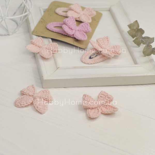 В'язаний бантик міні Бавовна Персик
