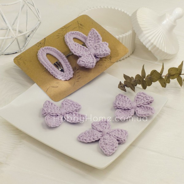 В'язаний бантик міні Бавовна Тьмяний Бузок