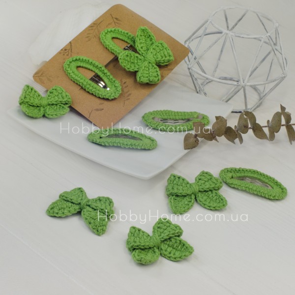 В'язаний бантик міні Бавовна насичено Зелений