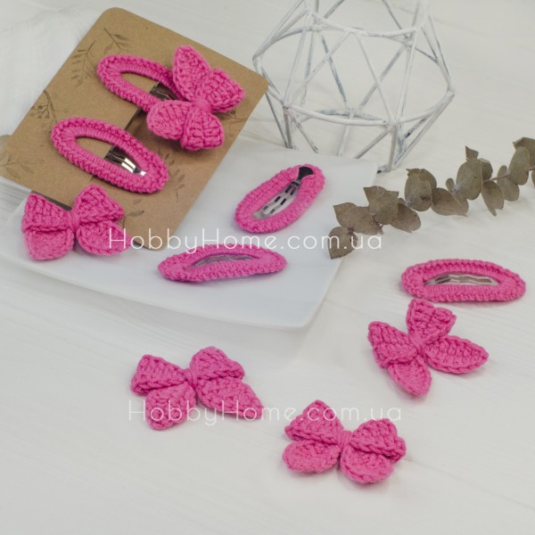 В'язаний бантик міні Бавовна яскраво Рожевий