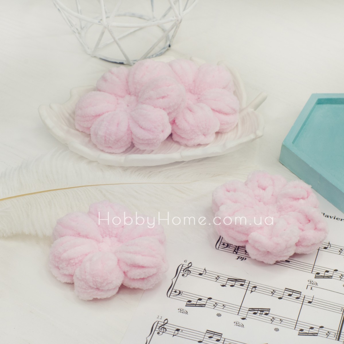 В'язані квіти плюшеві 6,5см Рожевий
